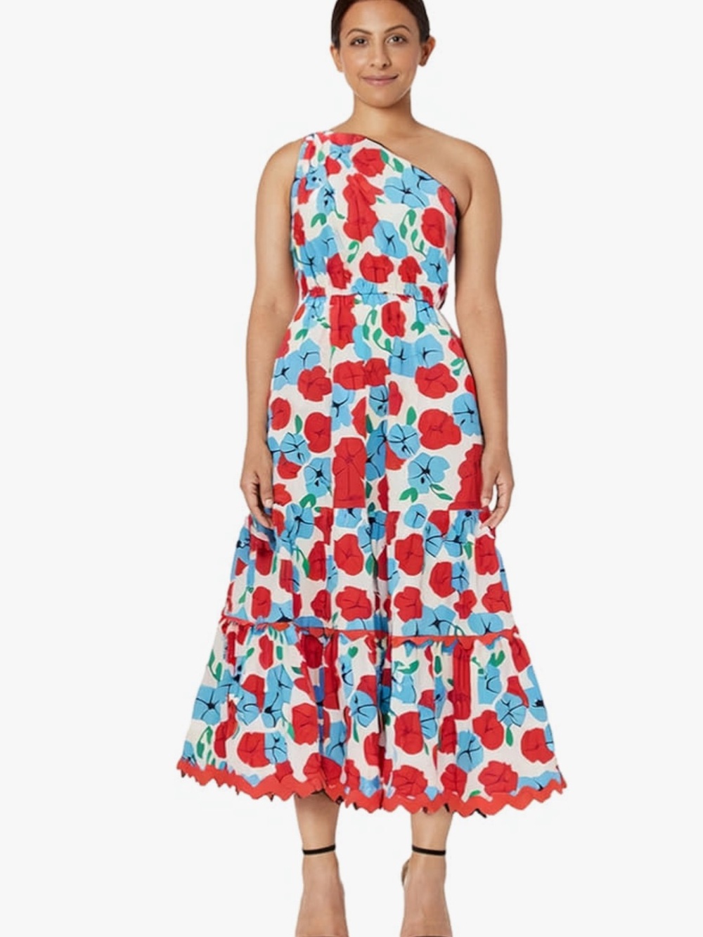 NWT English Factory Floral One Shoulder Rickrack Maxi Dress